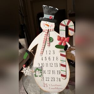 Snowman Christmas countdown metal advent calendar outdoor Holiday decor NWT